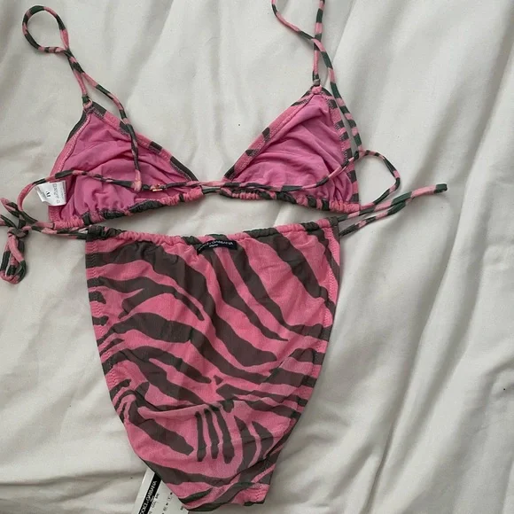 Pink Zebra Print Bikini Set - Picture 3 of 7